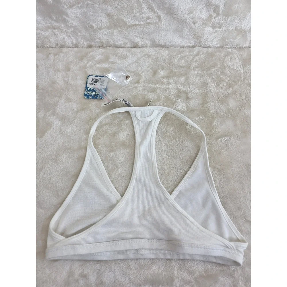 Free People Bobbi + Bricka Bralette‎ Ivory Ribbed Racerback XS OB481738A
